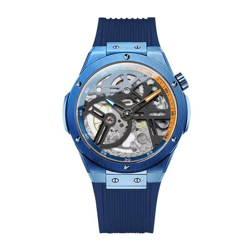 Custom Brand Skeleton Dial Automatic Mechanical Watch Rubber Strap