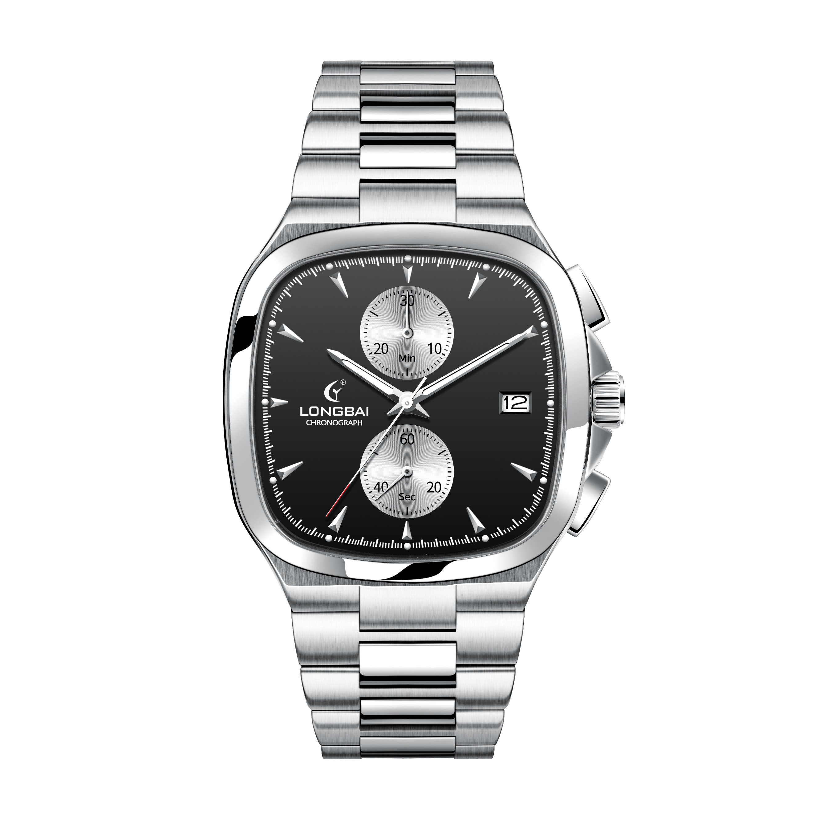Longbai 316L Stainless Steel Retro TV-shaped Men’s Chronograph Watch Oem