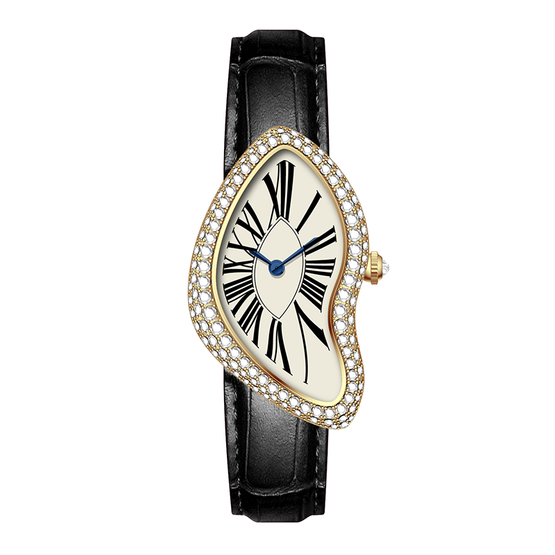 Women's Fashion Crush Style Jewelry Diamond Watch Irregular Melting