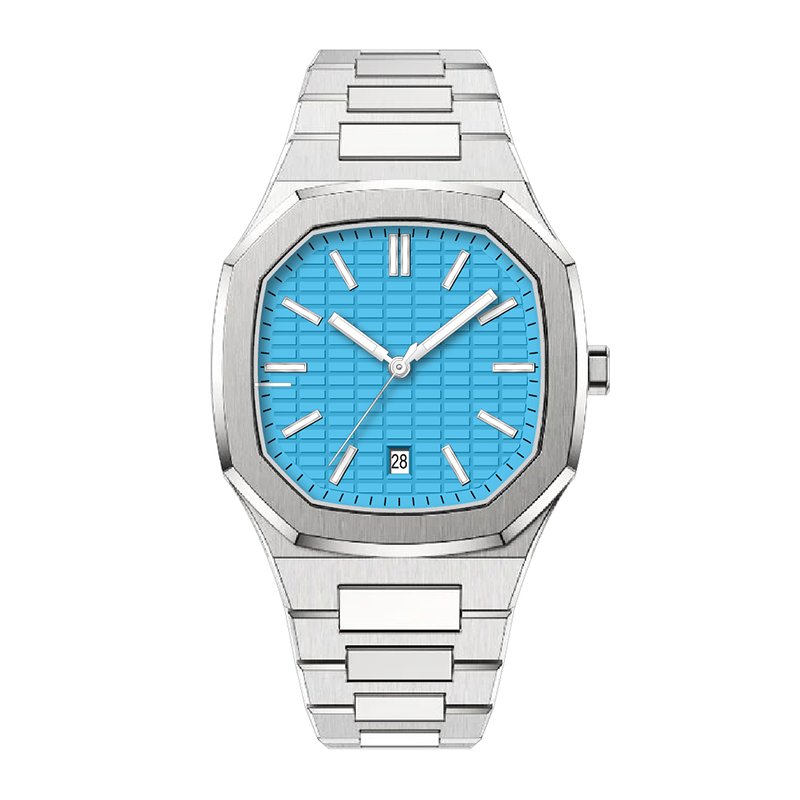 Minimalist Octagonal Watch Turquoise Stainless Steel Bracelet